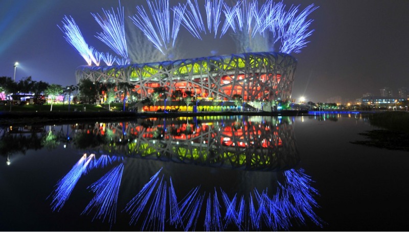 2022년 베이징동계올림픽 개폐회식이 열리는 베이징국립경기장. 이곳에서 2008년 하계올림픽 개폐회식도 열렸었다. 