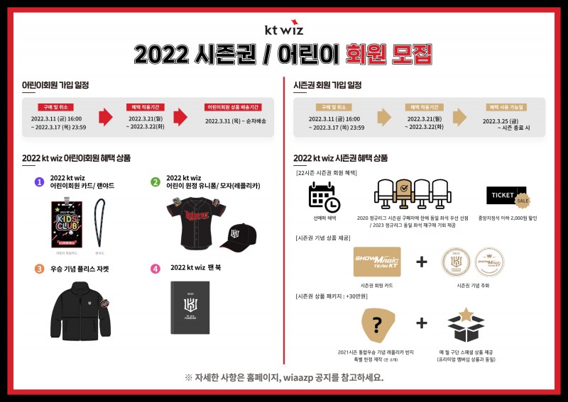 kt 위즈, 2022시즌권 및 어린이 회원 모집