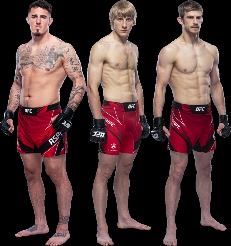 UFC의 새 아이콘으로 떠오른 영국 격투기계의 20대 3 신성. 왼쪽부터 아스피날, 핌블렛, 앨런(사진=UFC)