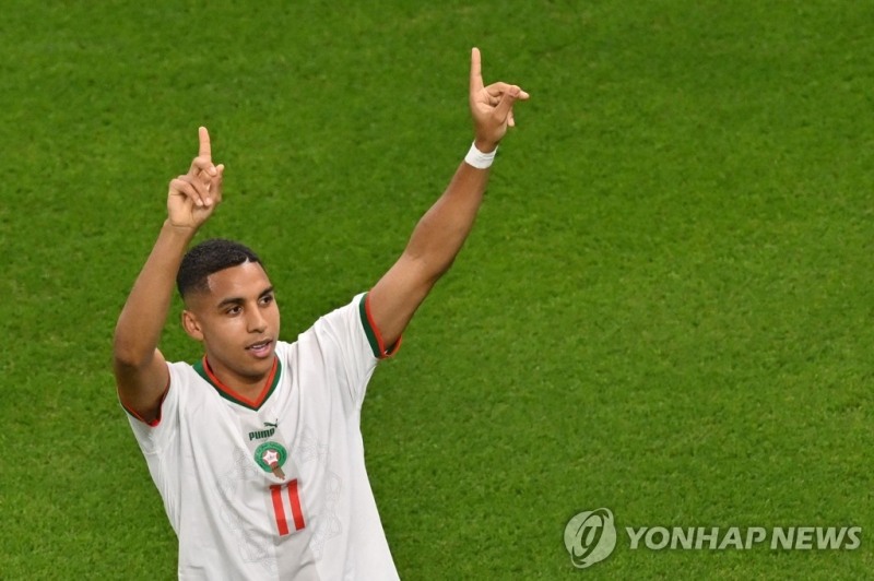 벨기에와의 경기에서 골을 터트리며 모로코의 리를 이끈 사비리. [사진=연합뉴스] 