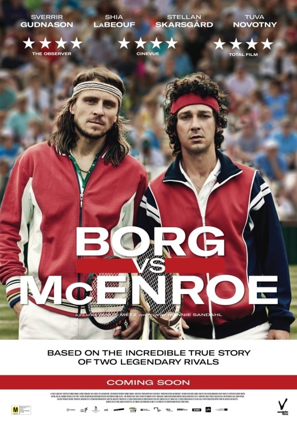 1980년대를 풍미한 세계남자 테니스 양대 라이벌 비에른 보리와 존 매켄로의 윔블던 결승전을 다룬 최고의 테니스 영화 '보리 vs 매켄로' 영화 포스터. 