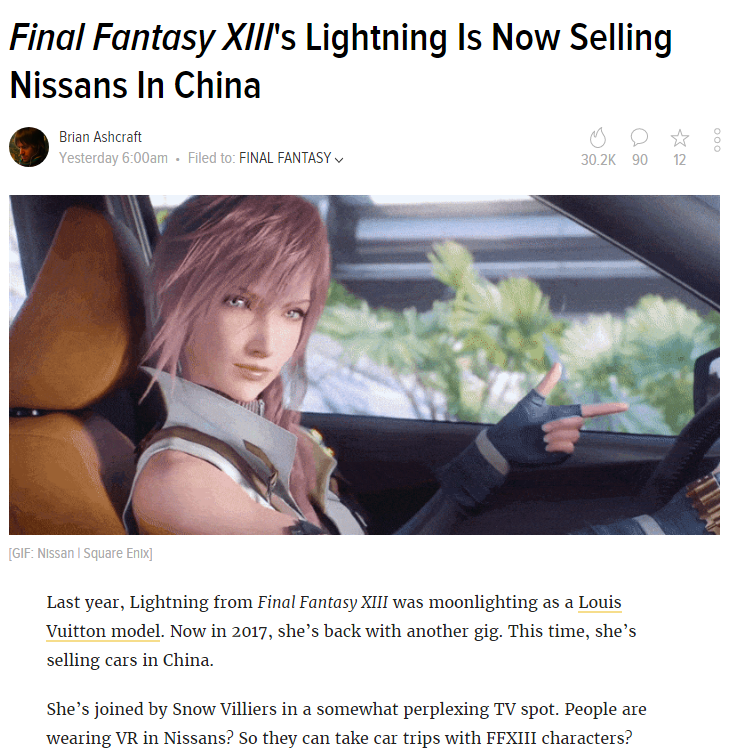 Final Fantasy' characters are now selling Nissans