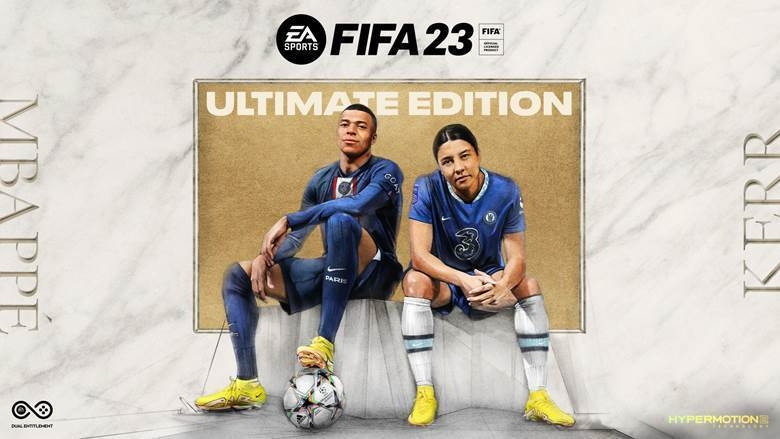 EA의 인기 축구게임 '피파' 시리즈 최신작 '피파23' 표지 모델로 선정된 킬리언 음바페(왼쪽)와 샘 커.