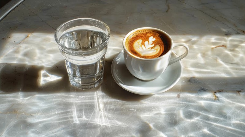 커피를 마시기 전 물부터 마시는 것이 좋다. / 이미지 생성 : 미드저니(by rido)