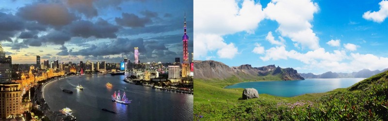 중국 인기 여행지인 상해(사진 왼쪽)와 백두산 [교원투어 제공] 