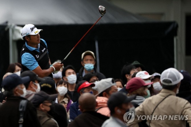 마쓰야마의 1라운드 경기 모습<br /> [AFP=연합뉴스]