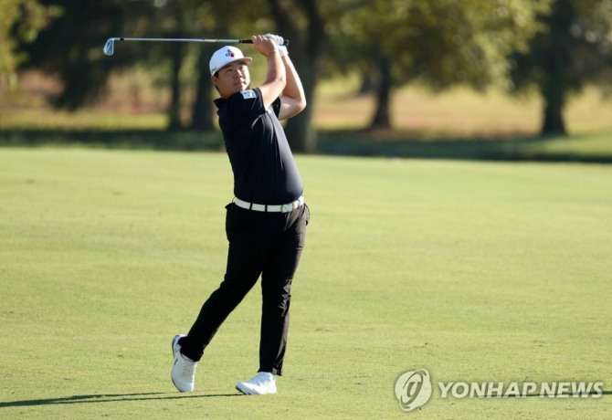 임성재의 1라운드 12번 홀 경기 모습<br /> [게티이미지/AFP=연합뉴스]