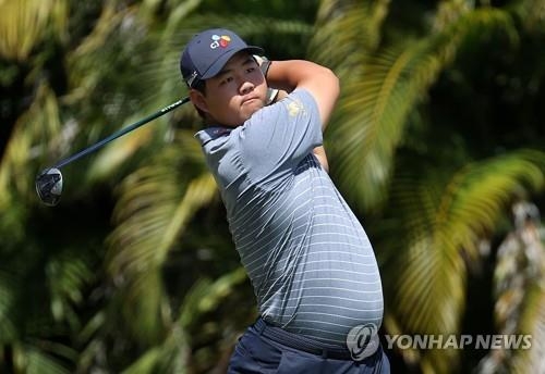 김주형의 드라이브샷.<br /> [AFP/게티이미지=연합뉴스]