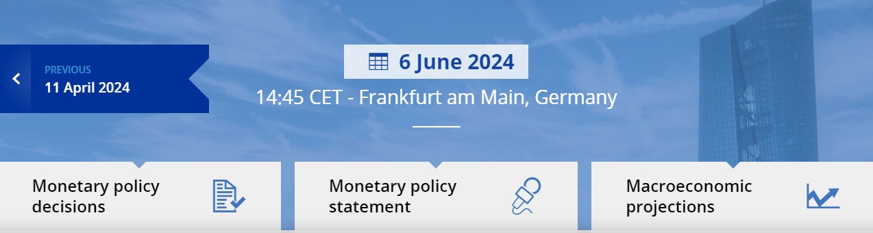 ECB는 6일 회의에서 금리 결정 결과와 통화정책 성명서, 거시경제전망 등을 발표한다.  