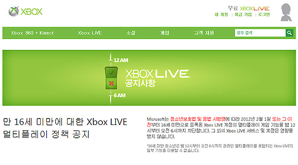 엑스박스라이브, 셧다운제 생년월일 기준…본인인증 없다?