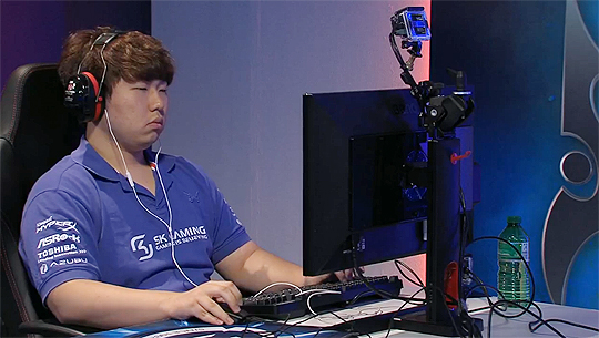 경기 중인 SK게이밍 장민철, 사진 캡처=ESL 방송 화면