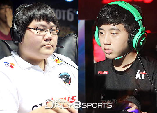 CJ 엔투스 프로스트 선호산(왼쪽)과 KT 불리츠 고동빈