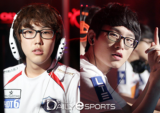 MVP 오존 구승빈(왼쪽)과 SK텔레콤 채광진