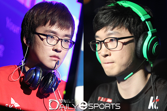 SK텔레콤 이정현(왼쪽)과 KT 불리츠 원상연
