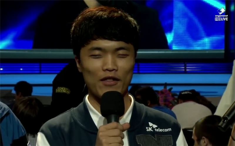 SK텔레콤 T1의 상단 담당 '임팩트' 정언영(온게임넷 방송 화면 캡처).