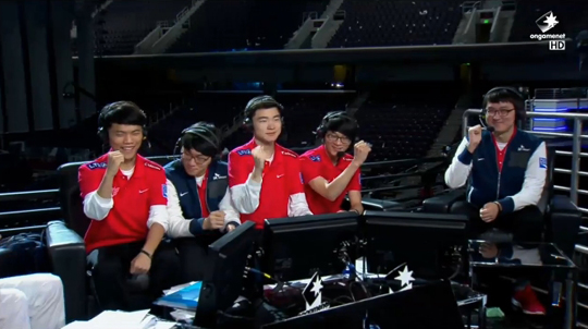 롤드컵 결승전 선전을 다짐하는 SK텔레콤 T1(방송 화면 캡처).