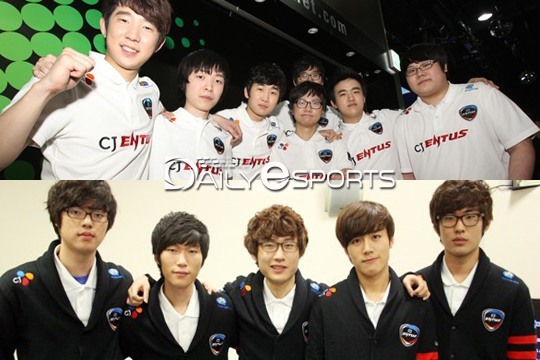 CJ 엔투스 프로스트(위)와 블레이즈가 WCG 한국 대표 선발전 16강 A조에서 모두 살아 남았다(자료사진).