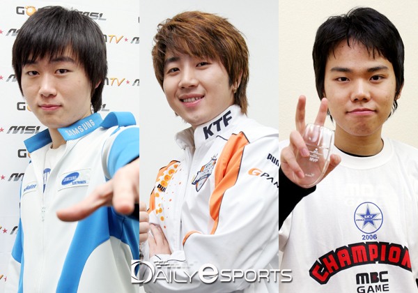 곰TV 클래식 시즌4 출전을 확정 지은 허영무, 홍진호, 염보성(왼쪽부터).