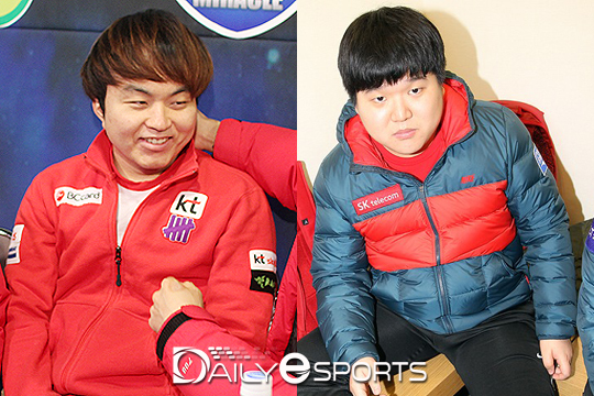 KT 롤스터 김성대(좌)와 SK텔레콤 T1 노준규.