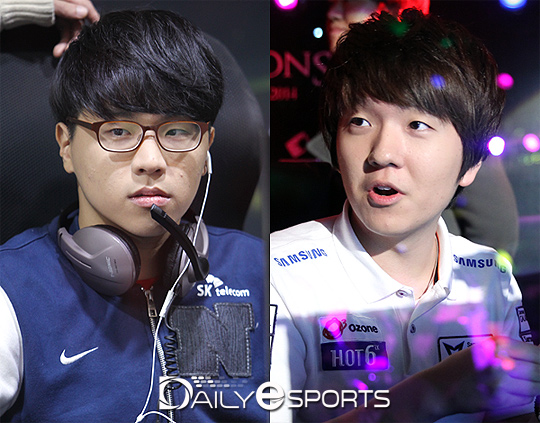 SK텔레콤 T1 K '벵기' 배성웅(왼쪽)과 삼성 갤럭시 오존 '댄디' 최인규