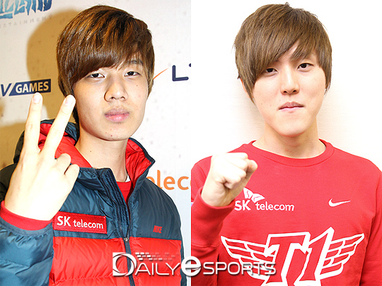 IEM 쾰른 본선 티켓을 획득한 SK텔레콤 정윤종(왼쪽)과 김도우