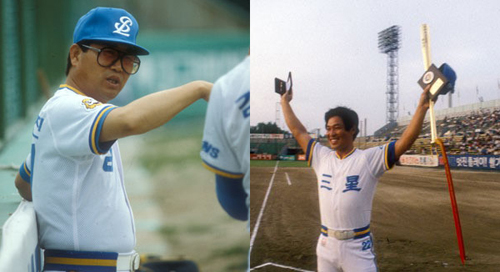 ▲삼성사령탑시절의정동진감독(사진좌)과선수시절의이만수(사진우).사진│삼성라이온스