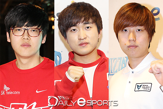 종족 최강전에 출전하는 (왼쪽부터)SK텔레콤 원이삭, KT 이영호, 삼성 신노열.
