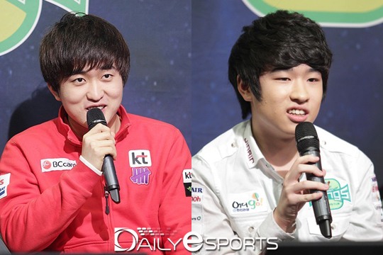 KT 이영호(왼쪽)와 진에어 조성주.