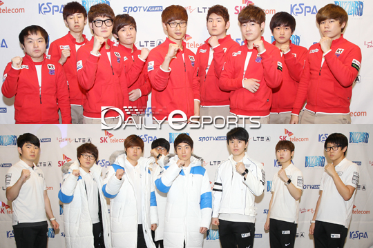 KT 롤스터(우)와 삼성 갤럭시 칸.