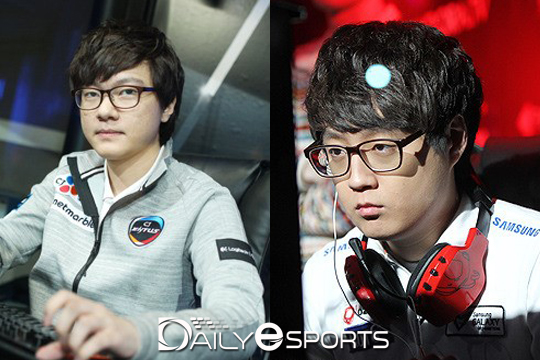 CJ 프로스트 홍민기(왼쪽)와 삼성 오존 조세형.