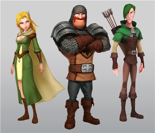 '가디언스톤 for kakao'에 등장하는 세 캐릭터 워리어·아처·소서리스