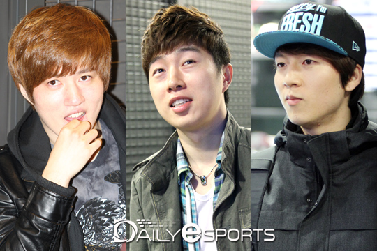 SK텔레콤에서 활약했던 김택용, 임요환, 박태민(왼쪽부터).