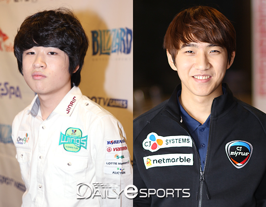 진에어 조성주(왼쪽)와 CJ 김준호.