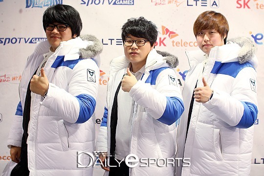 삼성 저그 라인 이영한, 강민수, 신노열(왼쪽부터).