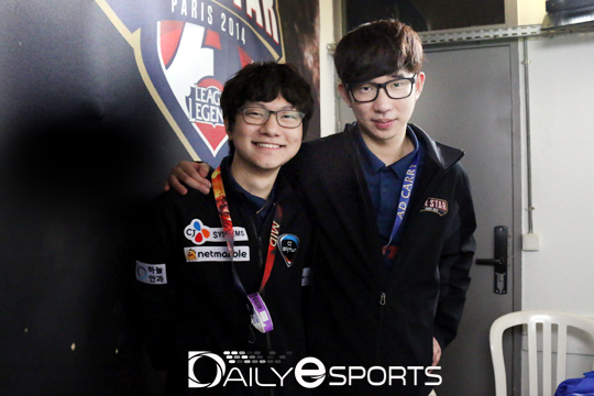 LOL 올스타 2014에 참가한 '매드라이프' 홍민기(왼쪽)와 '샤이' 박상면.