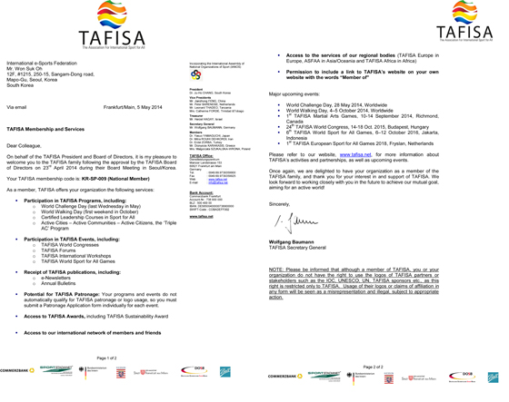 IeSF 가입 신청서(사진제공=국제e스포츠연맹)