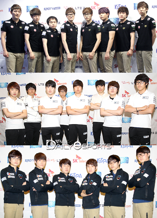 포스트시즌 진출을 놓고 치열한 싸움을 펼칠 KT 롤스터(위), 삼성 갤럭시 칸(중간), CJ 엔투스(아래).