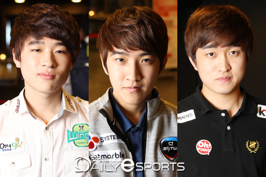 (왼쪽부터)진에어 조성주, CJ 김준호, KT 이영호.