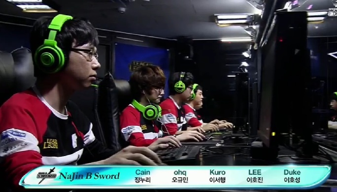 개편된 나진 소드 선수단(사진=온게임넷 방송화면 캡처).