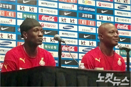 가나축구대표팀의주장이자간판공격수아사모아기안(왼쪽)은한국대표팀을상대로강한압박을보여주겠다고호언장담했다.마이애미=오해원기자