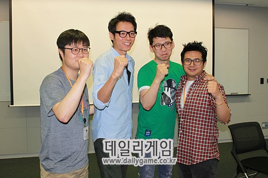 리니지 개발실 한구민 기획3팀장(좌측부터), 기획1팀 권세웅 과장, 김효수 팀장, 조수곤 과장.