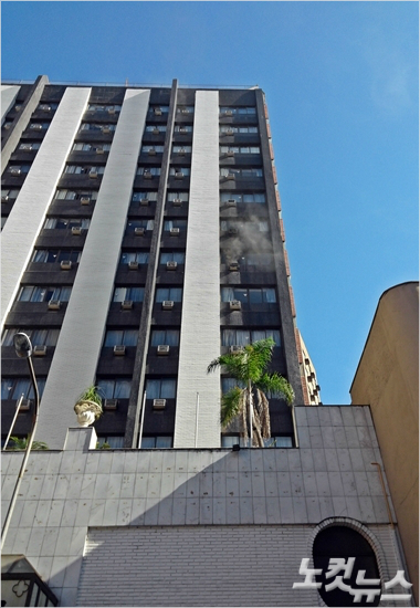 홍명보호와브라질월드컵을동행취재하는국내기자단이머물고있는포르투알레그리의한호텔에화재가발생했다.포르투알레그리(브라질)=오해원기자