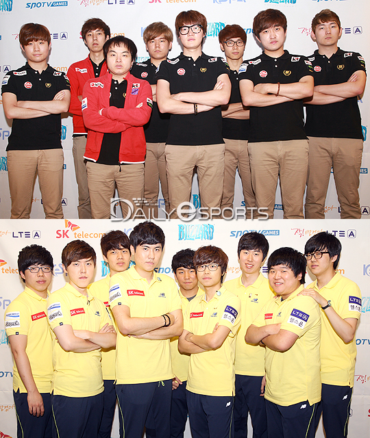 KT 롤스터(위)와 SK텔레콤 T1