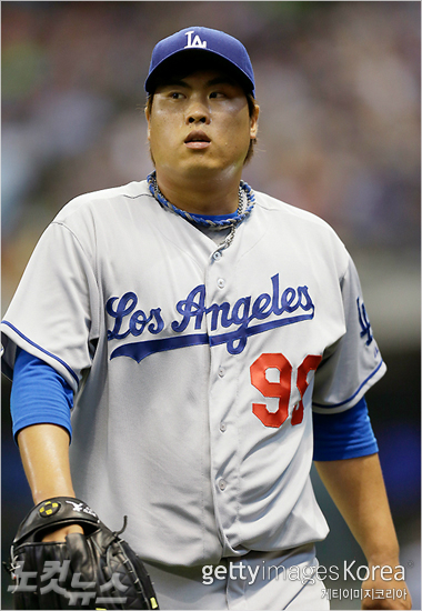 23일(한국시각)샌디에이고원정에서쾌투를펼치며전반기10승을사실상예약한LA다저스류현진.(사진=게티이미지)