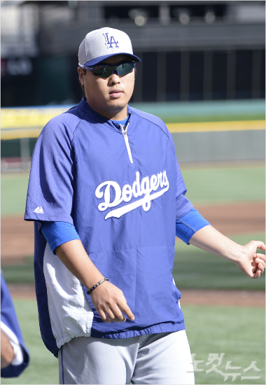 '10승,이번엔내차례다'LA다저스류현진은등판예정인28일세인트루이스와홈경기에서승리하면팀내가장먼저10승고지에오른다.(자료사진)