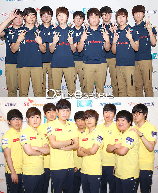 CJ 엔투스(사진 위)와 SK텔레콤 T1.