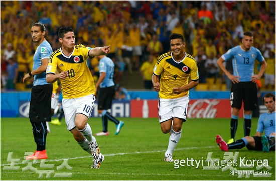 콜롬비아축구의새역사를쓰고있는제임스로드리게스.(사진=ⓒGettyImages/멀티비츠제공)