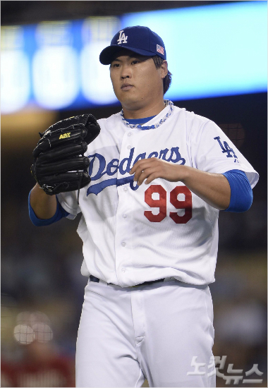 '이번엔꼭10승'7월3일클리블랜드와홈경기에선발등판하는LA다저스류현진.(자료사진=임종률기자)