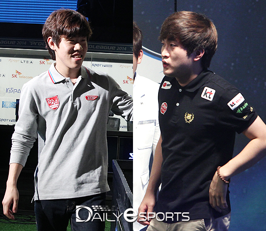 하루 2승을 기록한 IM 한지원과 하루 2패한 KT 이영호.