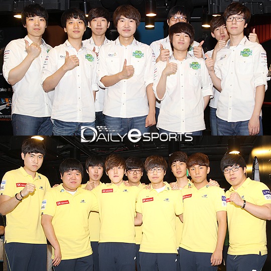 진에어 그린윙즈(위)와 SK텔레콤 T1.